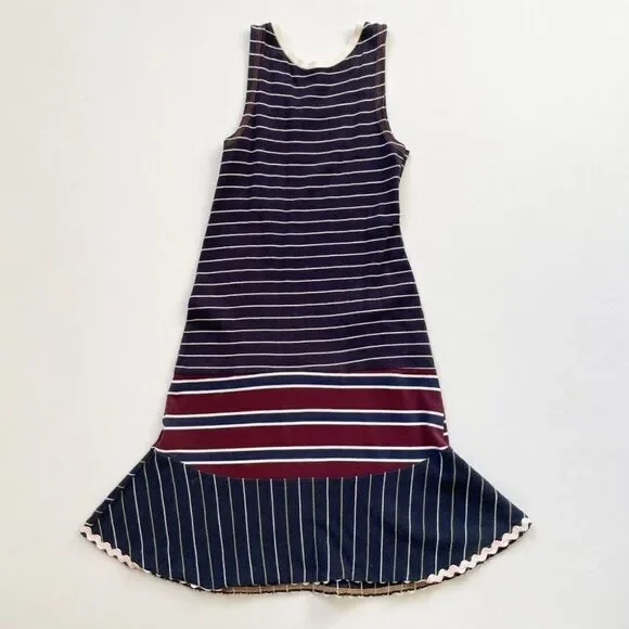 CourtneyCourtney Blue Girls Dress 7/8 Sleeveless Cotton Twirly Skirt Handmade - Picture 6 of 8